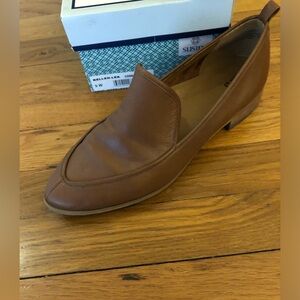 Susina Kellen Almond Toe Loafer in Cognac Leather in Wide Width